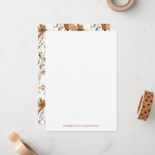 水エレガントパーソナライズされた色ワイルドフラワー ノートカード (正面/裏面インサイチュ)