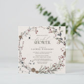 水エレガントミニマル色ベリーリース緑 招待状 (スタンド正面)