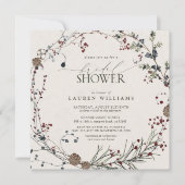 水エレガントミニマル色ベリーリース緑 招待状 (正面)