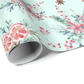 水エレガントモダン色の冬のパターンのクリスマス ラッピングペーパー (ロールコーナー)