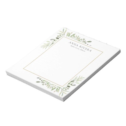 水エレガントモダン色の緑のフローラ ノートパッド (回転)