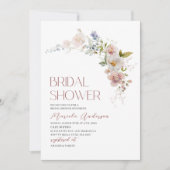 水エレガントモダン色の花のブライダルシャワー 招待状 (正面)