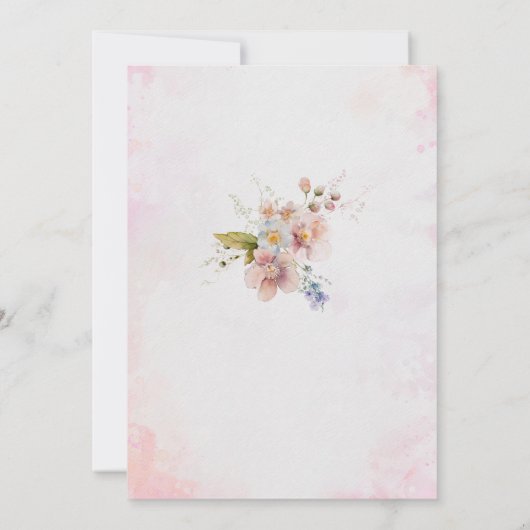 水エレガントモダン色の花の卒業式 招待状 (裏面)