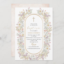 水エレガントモダン色の花バプテスマ 招待状