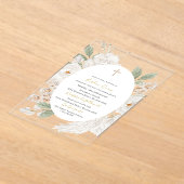 水エレガントモダン色エンジェル洗礼 アクリル招待状 (レイダウン)