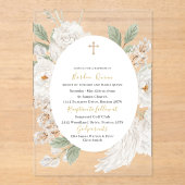 水エレガントモダン色エンジェル洗礼 アクリル招待状 (正面)