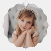 水エレガントモダン色クリスマスフローラ写真 オーナメントカード (裏面)