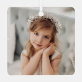 水エレガントモダン色クリスマスフローラ写真 メタルオーナメント (裏面)