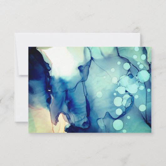 *~*水エレガントモダン色ティール（緑がかった色）RSVP結婚の 出欠カード (裏面)