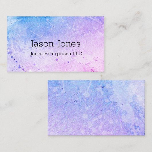 水エレガントモダン色デザイン青と紫 名刺 (正面/裏面)
