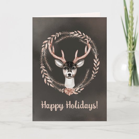 水エレガントモダン色ノンフォトディアクリスマス シーズンカード (正面)