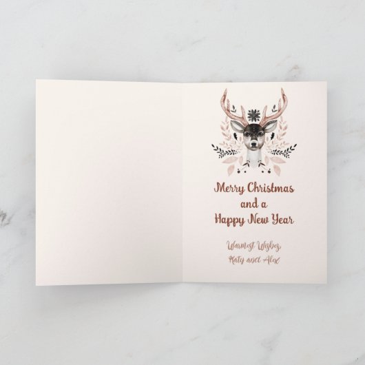 水エレガントモダン色ノンフォトディアクリスマス シーズンカード (内部)