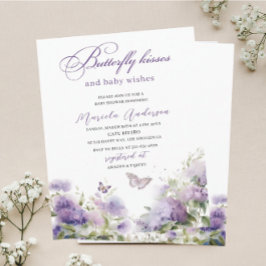 水エレガントモダン色バタフライキスベビーS 招待状