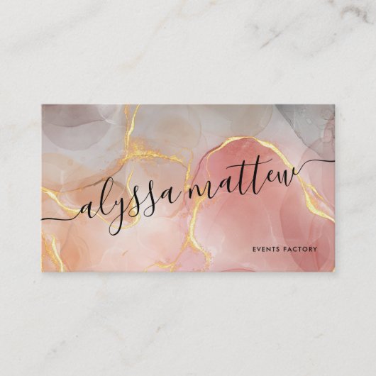 水エレガントモダン色ピンクグリッターカスタム 名刺 (正面)