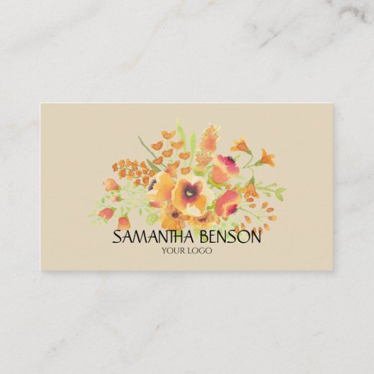 水エレガントモダン色フローライラストレーションヨガ 名刺 (裏面)