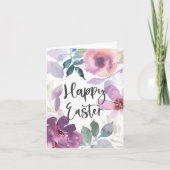 水エレガントモダン色フローラハッピーイースター カード (正面)