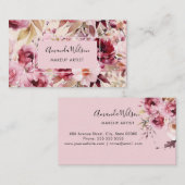 水エレガントモダン色フローラ名刺 名刺 (正面/裏面)