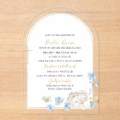 水エレガントモダン色ブルーエンジェルバプテスマ アクリル招待状 (正面)