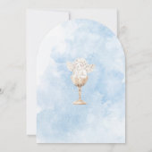 水エレガントモダン色ブルーエンジェルバプテスマ 招待状 (裏面)