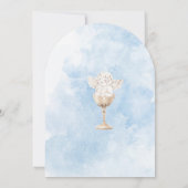 水エレガントモダン色ブルーエンジェルバプテスマ 招待状 (裏面)