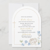 水エレガントモダン色ブルーエンジェルバプテスマ 招待状 (正面)