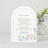 水エレガントモダン色ブルーエンジェルバプテスマ 招待状 (スタンド正面)