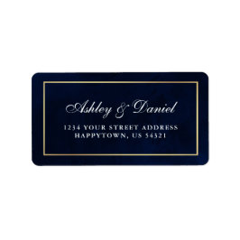 水エレガントモダン色ブルー金ゴールド結婚ズ ラベル