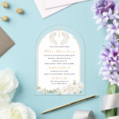 水エレガントモダン色ベージュエンジェルバプティスインヴィ アクリル招待状 (インサイチュ (ウェディング))