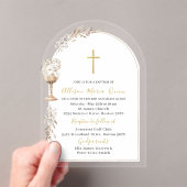 水エレガントモダン色ベージュエンジェルバプテスマ アクリル招待状 (インサイチュ (ポータブル))