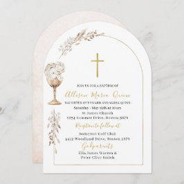 水エレガントモダン色ベージュエンジェルバプテスマ 招待状