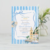 水エレガントモダン色メイン絞りブライダルsho 招待状 (スタンド正面)