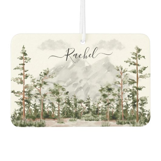 水エレガントモノグラムの色の山と森 カーエアーフレッシュナー (正面)