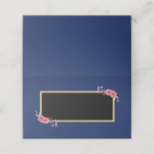 水エレガント彩の花をつけたシックブルー プレイスカード (外部開封)