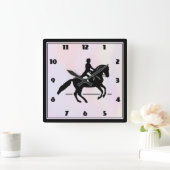 水エレガント彩の騎手 スクエア壁時計 (ホーム)