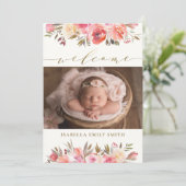 水エレガント彩バラ墨書誕生 案内状 (スタンド正面)