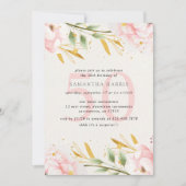 水エレガント彩ピンク&金ゴールド50歳誕生パーティー 招待状 (正面)