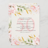 水エレガント彩ピンク&金ゴールド50歳誕生パーティー 招待状 (正面/裏面)