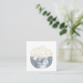 水エレガント彩半月およびフローラ四角 スクエア名刺 (スタンド正面)