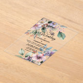 水エレガント彩植物性フローラ結婚ズ アクリル招待状 (レイダウン)