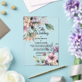 水エレガント彩植物性フローラ結婚ズ アクリル招待状 (インサイチュ (ウェディング))