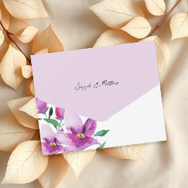 水エレガント彩画の花（紫） オールインワン招待状