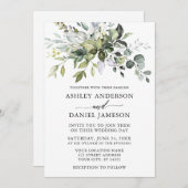 水エレガント彩緑色書道結婚の 招待状 (正面/裏面)