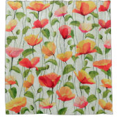 水エレガント彩赤ピンクと黄色の花| シャワーカーテン (正面)