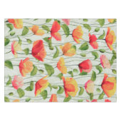 水エレガント彩赤ピンクと黄色の花| テーブルクロス (正面(横))