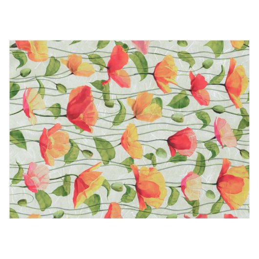 水エレガント彩赤ピンクと黄色の花| テーブルクロス (正面(横))