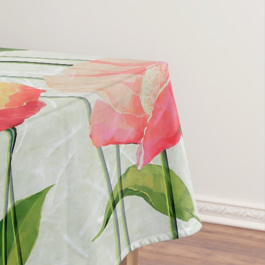 水エレガント彩赤ピンクと黄色の花| テーブルクロス (インサイチュ)
