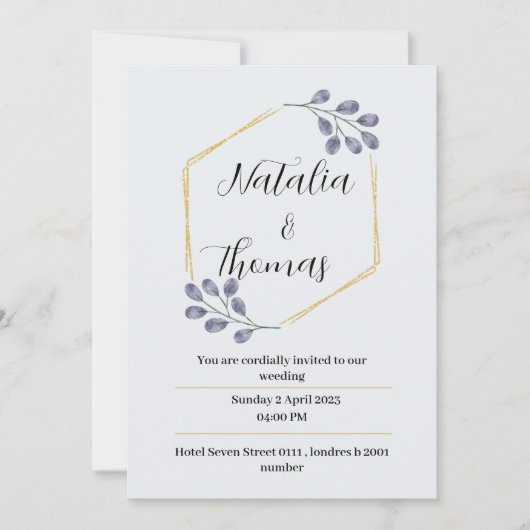 水エレガント彩除草カード招待状 招待状 (正面)