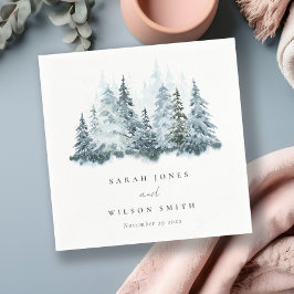 水エレガント彩雪の冬の森パイン結婚ズ スタンダードカクテルナプキン