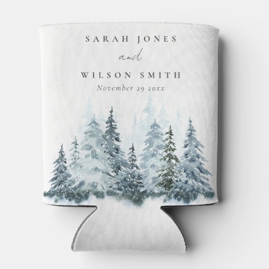 水エレガント彩雪の冬の森パイン結婚ズ 缶クーラー (裏面)