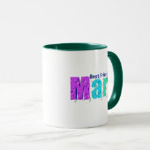 水エレガント滴のカラフルおもしろい「メアリー」、青 マグカップ (正面右)